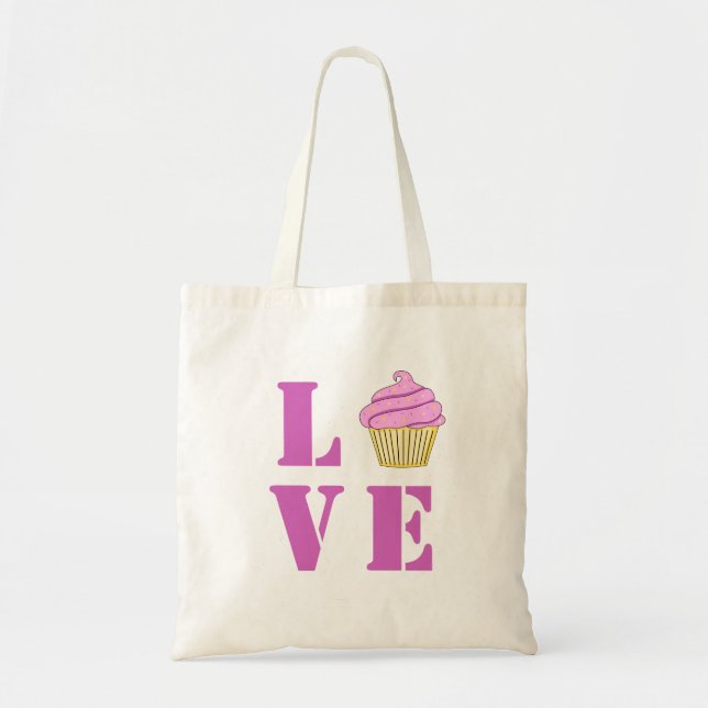 Bolsa Tote Bag de Tote de Cupcake de Amor (Frente)