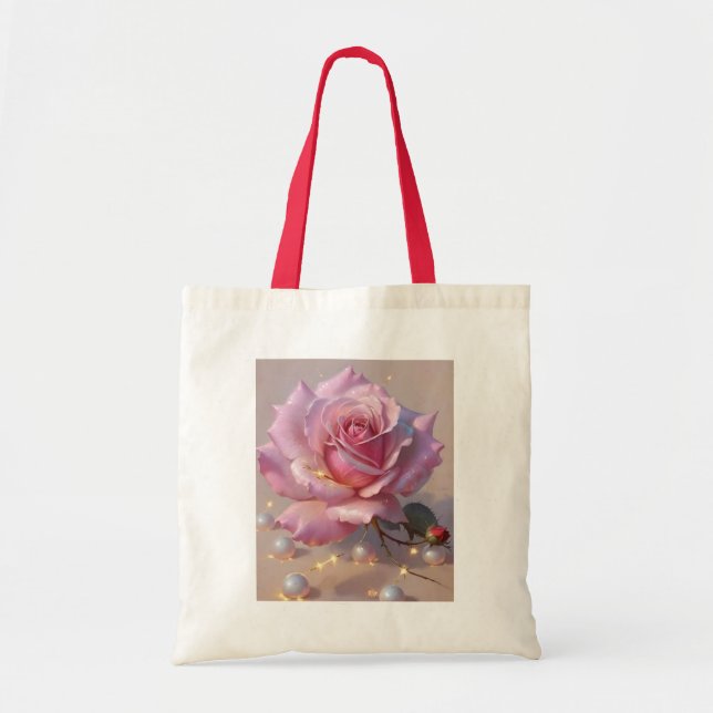 Bolsa Tote Bag de Tote de Imagem de Rosa Elegante (Frente)