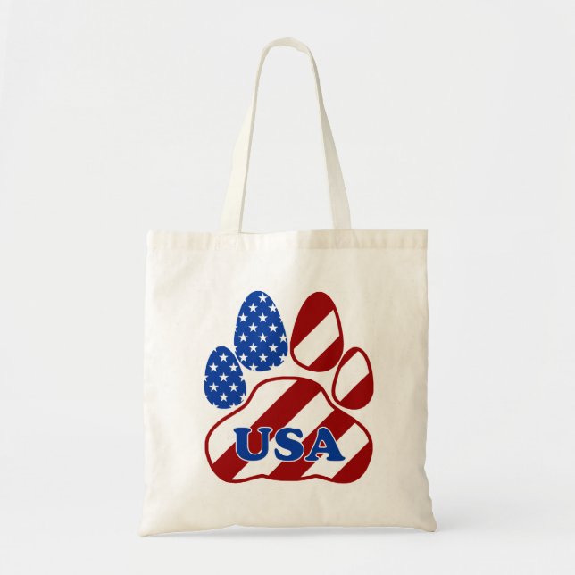 Bolsa Tote Bag de Tote de Paw dos EUA Patriótico (Frente)