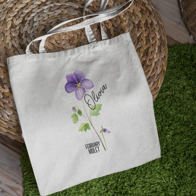 Bolsa Tote Bag de Tote do Nome Violeta de fevereiro (Criador carregado)