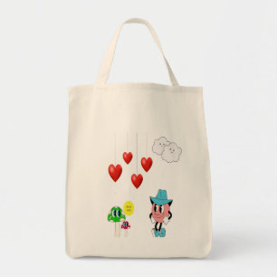 Bolsa Tote Bag de Tote Emoji e Cogumelo - Caricatura Divertid