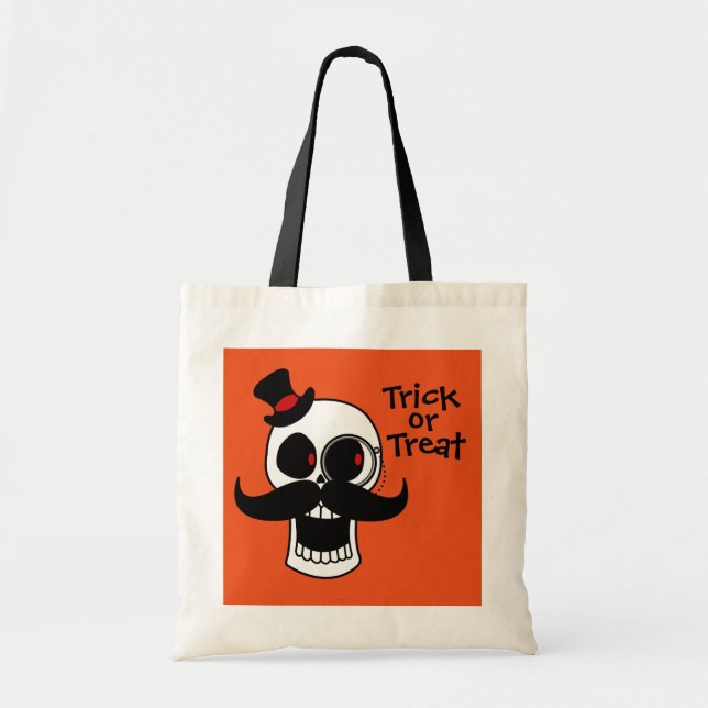 Bolsa Tote Bag de Truque ou Tratamento do Caveira (Frente)