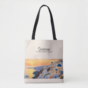 Bolsa Tote Bag do Ombro do Santorini Watercolor