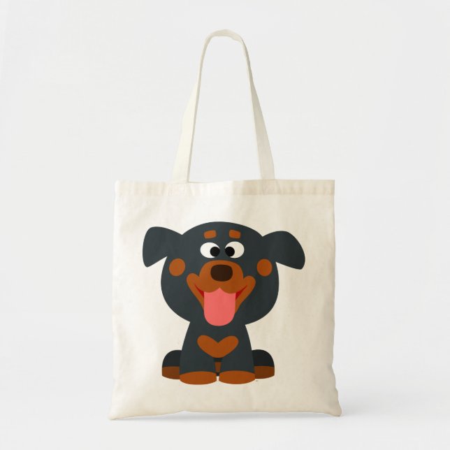 Bolsa Tote Bag do Rottweiler do Bebê de Cartoon (Frente)