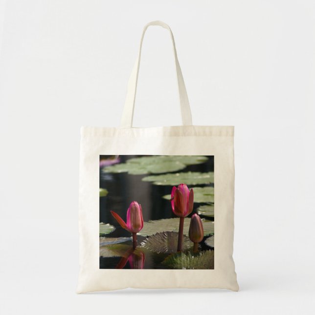 Bolsa Tote Bag dos Lírios de Água do Lotus Rosa (Frente)