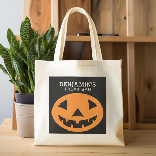 Bolsa Tote Bag Feliz de Halloween Adicione Nome Pumpkin