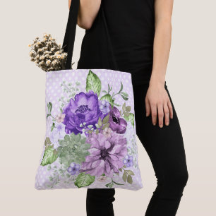 Bolsa Tote Bag Floral All-Over-Impressão da Violet Watercolo