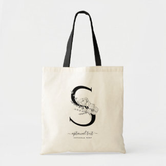 Bolsa Tote Bag Floral Personalizada Monograma - Letra Solteir