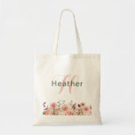 Bolsa Tote Bag Floral Tote Elegante<br><div class="desc">Bag Floral Tote Elegante. Este belo design apresenta rosas e dahlias cor-de-rosa empoeiradas,  hortênsias cremosas e folhas verdes e arborizadas de eucalipto. Personalize com o nome e a inicial por um dom único e na moda ou por uma encantadora manga para si mesmo.</div>