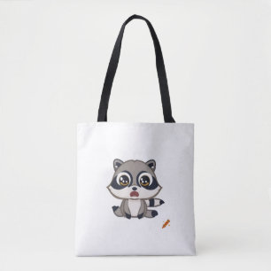 Bolsa Tote "Bag Kawaii Raccoon Bonita - Olhos Grandes, Cabeça