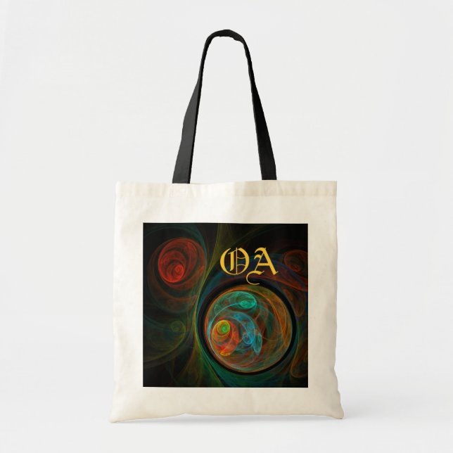 Bolsa Tote Bag Monograma de Abstrato de Renascimento (Frente)