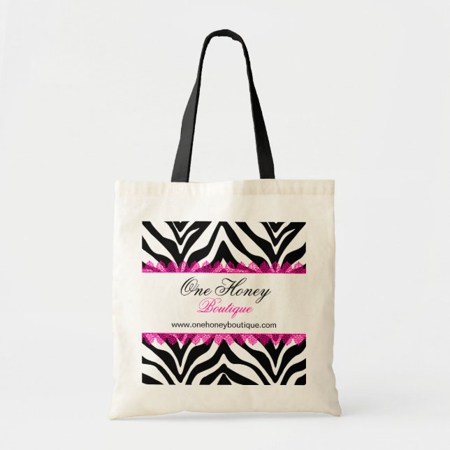 Bolsa Tote Bag Personalizada de Lace Rosa e Impressão Zebra E (Frente)