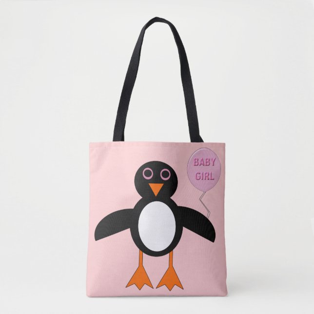 Bolsa Tote Bag Pinguinha Rosa Pinguim Pinguim (Frente)
