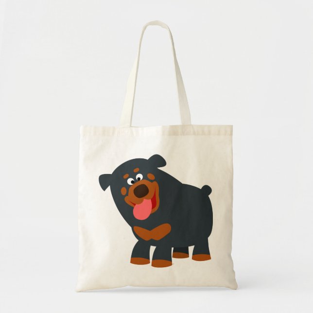 Bolsa Tote Bag Rottweiler de Cartoon Bestial (Frente)