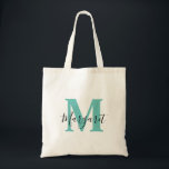 Bolsa Tote Bag Tool do Nome do Script Preto do Monograma Teal<br><div class="desc">Tote Bag do Nome do Script Preto do Monograma Teal. Pode ser dado como presente à família e aos amigos no aniversário e no Natal.</div>