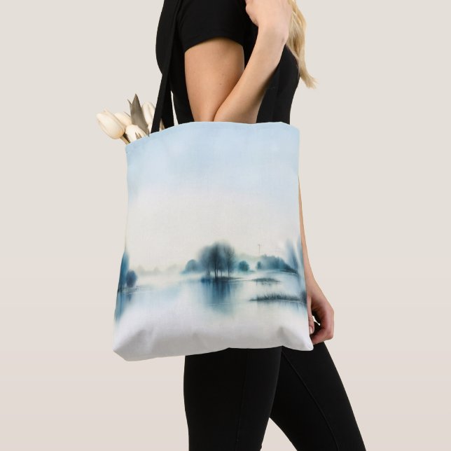 Bolsa Tote Bag Watercolor Landscape (Close Up)