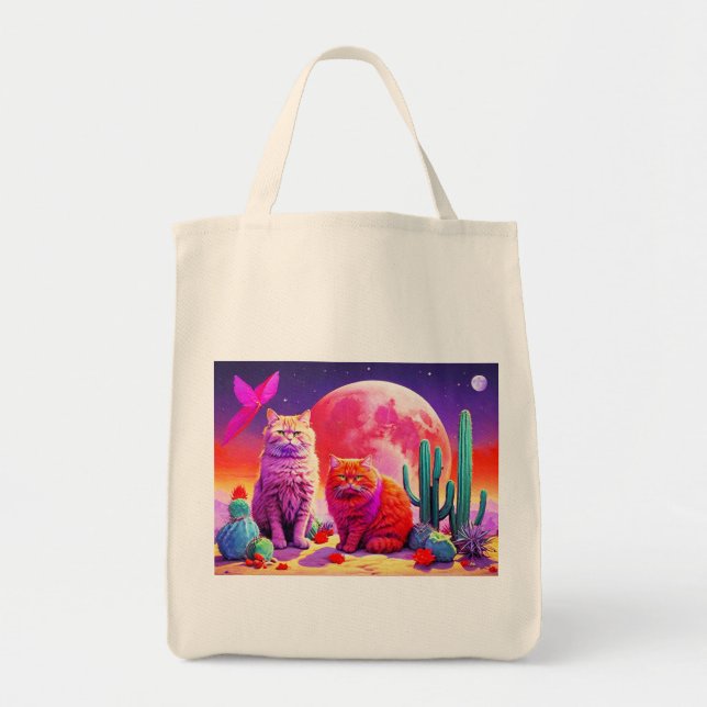 Bolsa Tote Bag with Cat Illustration (Frente)
