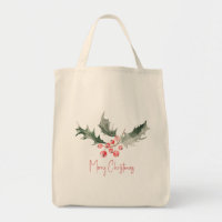 Bagas de Tote de Natal - Berries Botânicos Vermelh