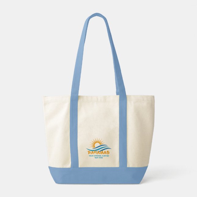 Bolsa Tote Bahamas de texto personalizado (Verso)
