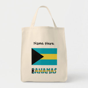 Bolsa Tote Bahamas e Bandeira Bahamas com seu nome