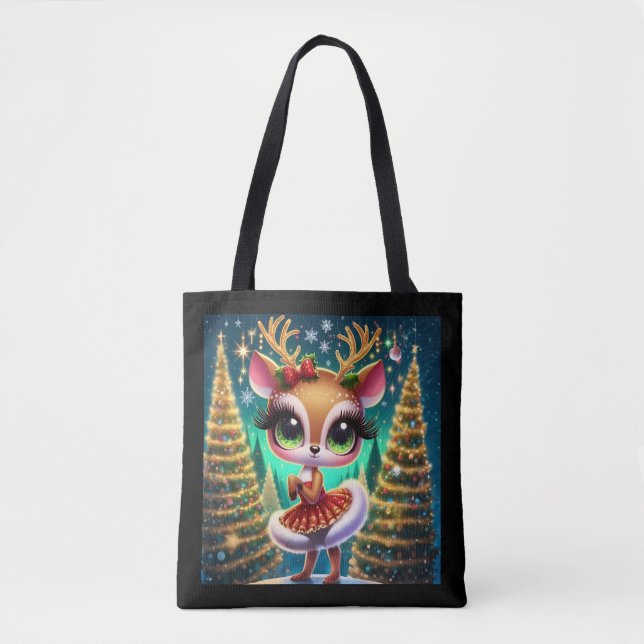 Bolsa Tote Bailado de Férias Rena Estrela (Frente)