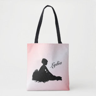 Bolsa Tote Bailarina Cansada Personalizada c Nome Rosa