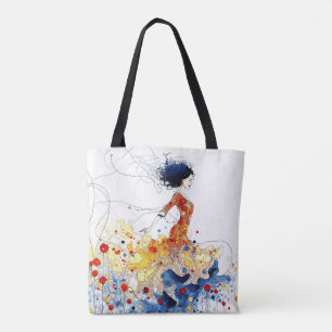Bolsa Tote Bailarina de Flamenco em Movimento Multicolorido F