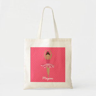 Bolsa Tote Bailarina preta em bolinhas cor-de-rosa