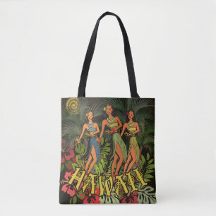 Bolsa Tote Bailarinas de Hula Havaianas Vintage Árvore de Pal