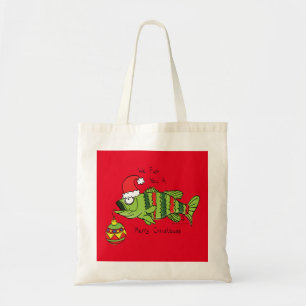 Bolsa Tote Baixo Natal Engraçado Pesca Peixe Cartoon