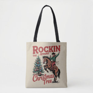 Bolsa Tote Balançando em Torno do Pinheiro Country Cowboy