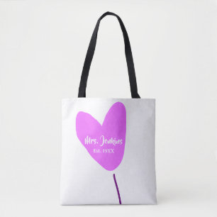 Bolsa Tote balão de coração rosa Sra adicionar nome est. Adic