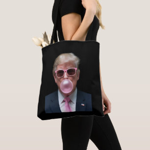 Bolsa Tote Balão de Goma Rosa Trump Divertido Presidente EUA