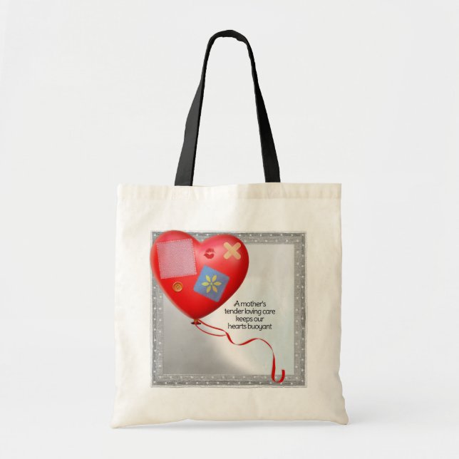 Bolsa Tote Balão do Coração com Carinho da Mãe (Frente)