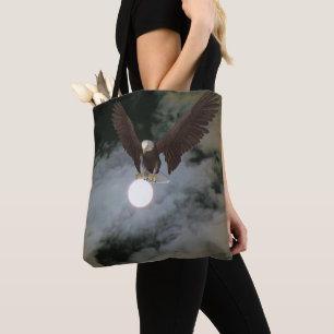 Bolsa Tote Bald Eagle Full Moon Night Fantasy
