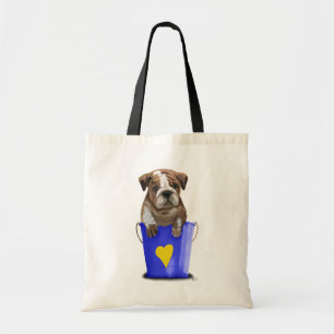 Bolsa Tote Balde Buldogue De Azul