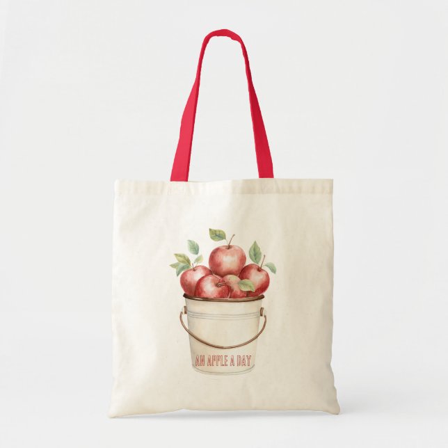 Bolsa Tote Balde de Uma Maçã Por Dia (Frente)