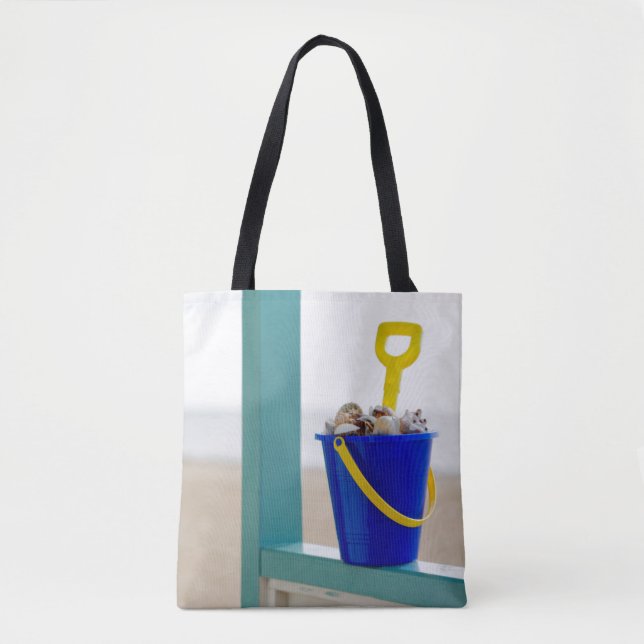 Bolsa Tote Balde enchido com os Seashells (Frente)