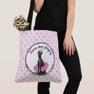 Bolsa Tote Balé Ballerina Princesa Greyhound Dog (preto)