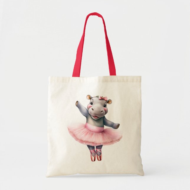 Bolsa Tote Balé de dança de bailarina de hipopótamo (Frente)