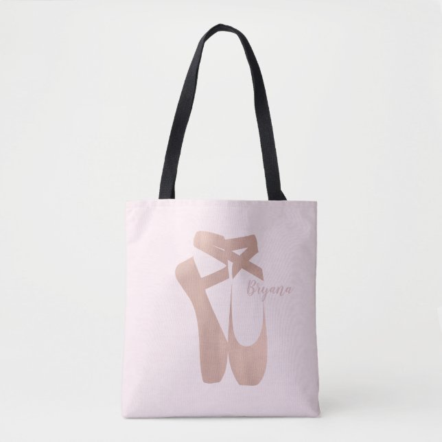 Bolsa Tote Balé de Slippers Rosa Ballerina Personalizados (Frente)
