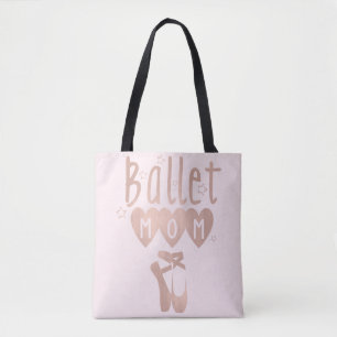 Bolsa Tote Balé Mãe Rosa Rosa Rosa Dourada Estrelas e Coraçõe
