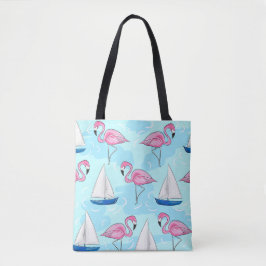 Bolsa Tote Baleeiro Azul Flamingo, Rosa, Pré-Paposa