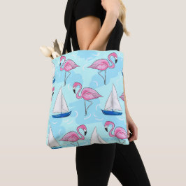 Bolsa Tote Baleeiro Azul Flamingo, Rosa, Pré-Paposa