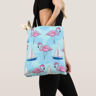 Bolsa Tote Baleeiro Azul Flamingo, Rosa, Pré-Paposa
