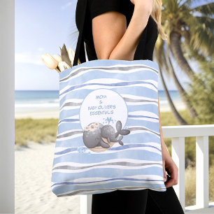 Bolsa Tote Baleia Azul-Baleia Náutica Nome Verão Baby Essenti