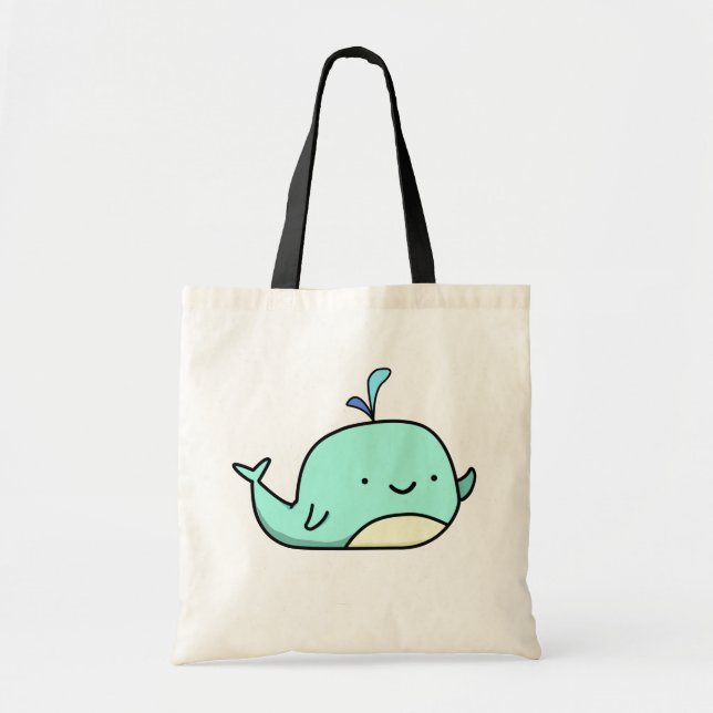 Bolsa Tote Baleia Azul Cuta Kawaii (Frente)