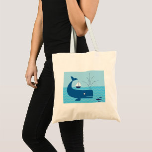 Bolsa Tote Baleia Azul E veleiro Azul