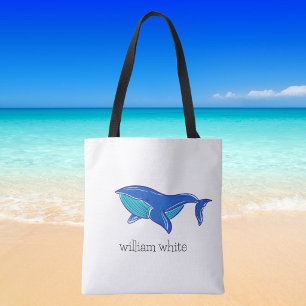 Bolsa Tote Baleia Azul Prep Escolares Personalizada Fofa