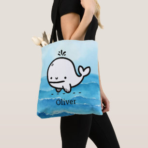 Bolsa Tote Baleia-Bebê Adorável - Arte da Criatura do Mar de 